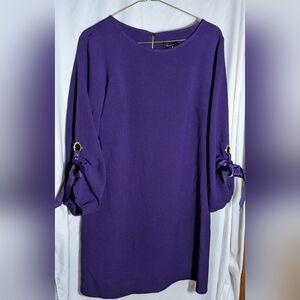 MSK Elegant‎ Deep Purple Midi Dress, Event, Dinner, Goldtone Zip Hardware Sz L